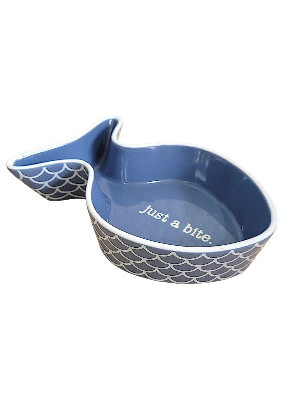 Whisker City Blue Fish-Shaped Cat Bowl